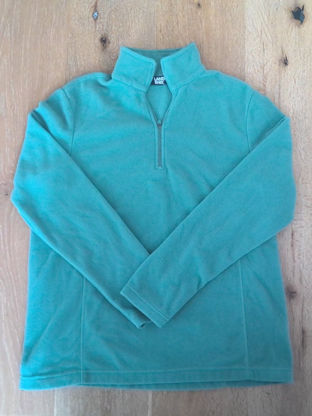 Lands' End Fleece Quarter Zip Pullover Aqua/Turquoise Size Medium